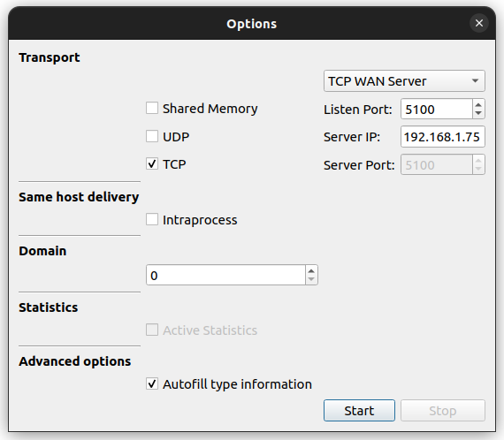WAN Server settings options